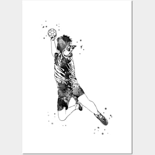 Handball Player Boy Hits The Ball Posters and Art